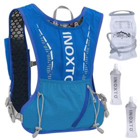 Sport Hydration Vest Running Backpack with 15oz 50oz Water Bladder Adjustable Strap Storage Bag for Trail Running Marathon Race Hikin (Option: Blue)