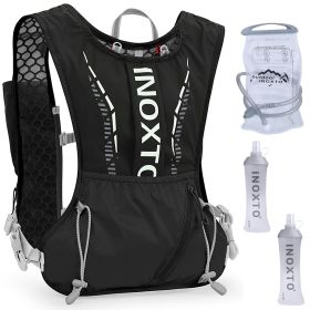 Sport Hydration Vest Running Backpack with 15oz 50oz Water Bladder Adjustable Strap Storage Bag for Trail Running Marathon Race Hikin (Option: Black)